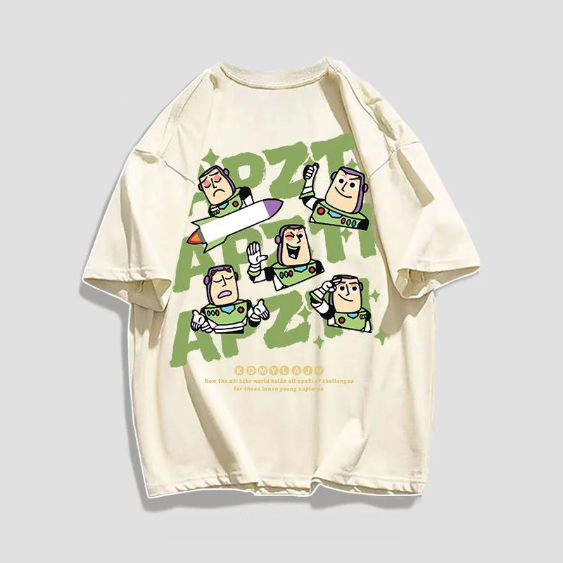 2024 estate nuova Toy and Story Buzz e Lightyear T-shirt ins trend puro cotone coppie preppy top a maniche corte