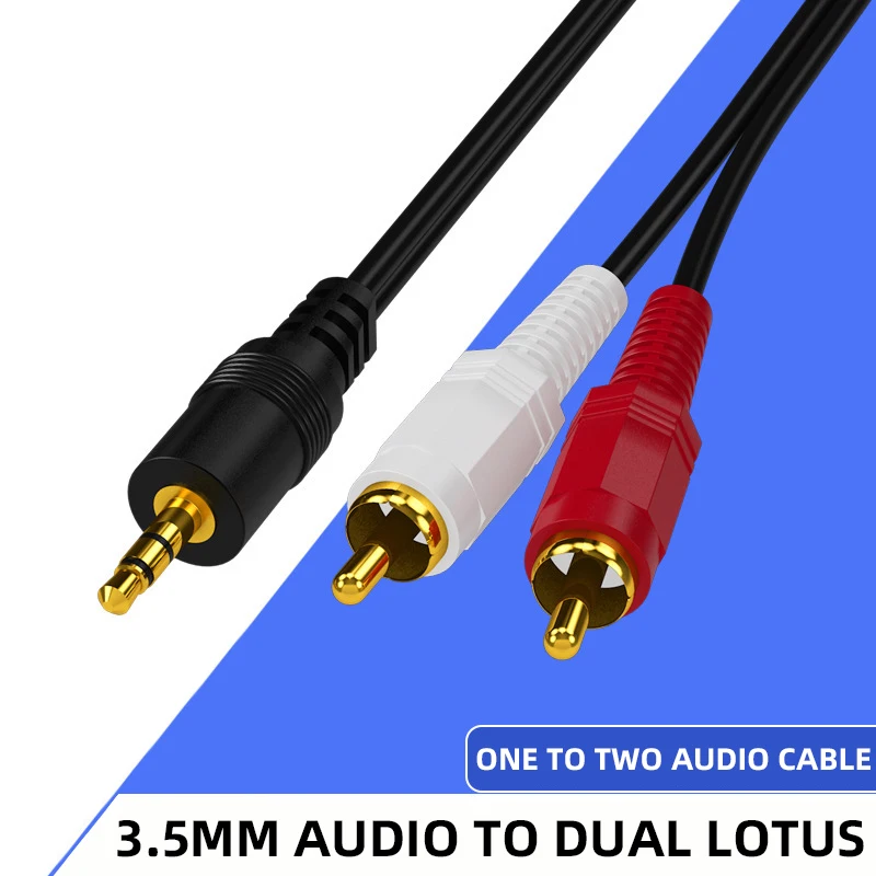 One Minute Two Audio Cable 3.5mm To Double Lotus Rca Cable Computer Television Audio Amplifier Speaker Connection Cable