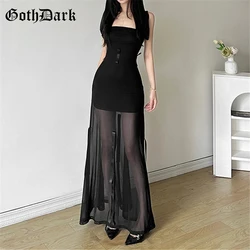 Goth Dark Fairycore Diverse Dressing Styles Partywear Sexy Strapless Hooded Long Dress Gothic Cute Bow Mesh Slim Bodycon Dresses