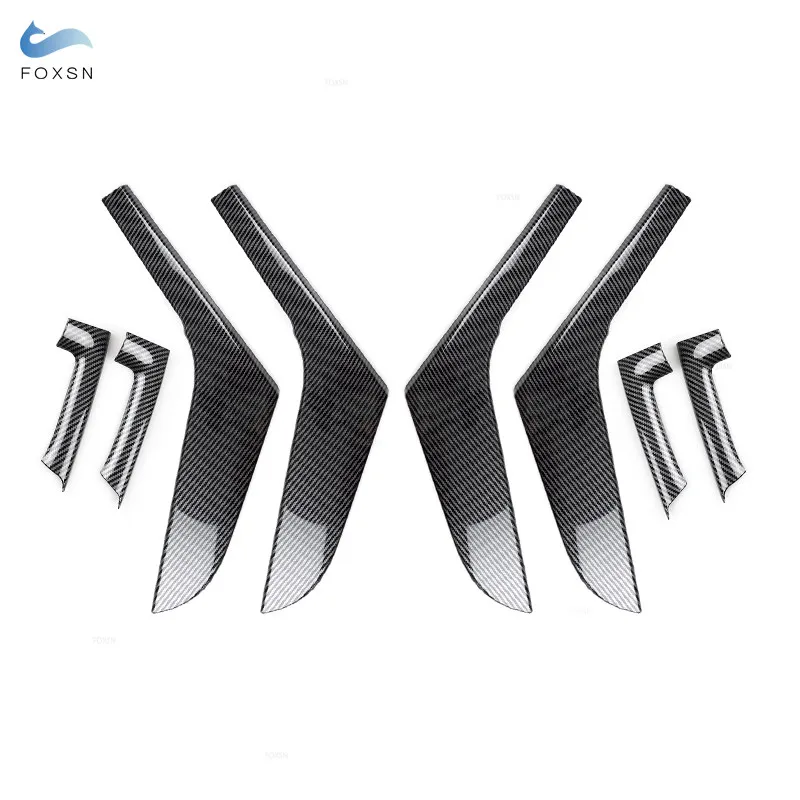 For VW Golf 6 MK6 2010 2011 2012 2013 ABS Carbon Fiber Texture 8pcs Interior Door Armrest Pull Handle Cover Protective Trim