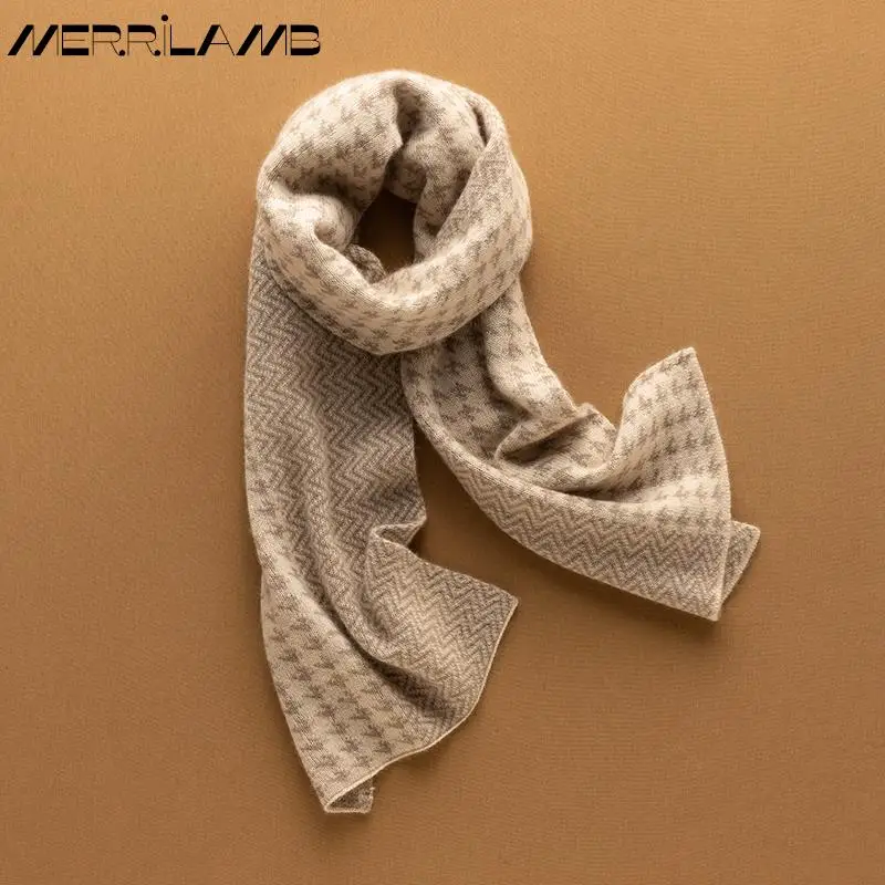 MERRILAMB New High Quality 100% Pure Cashmere Women Scarf Winter Fashion Keep Warm Knitted Pattern Long Scarves 160*30