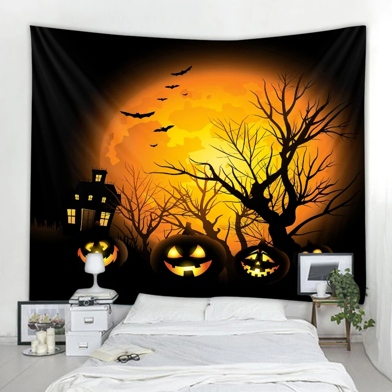 Zucca Halloween arazzo appeso a parete grande arte estetica camera dormitorio Decor sfondo panno casa