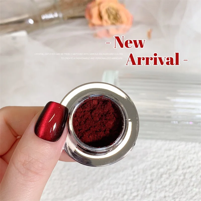 HNDO New Christmas Ceramic Red Cat Eye Magnetic Powder 3D Effect for Gel Polish Nail Art Glitter Design Pigment Dust Decoration