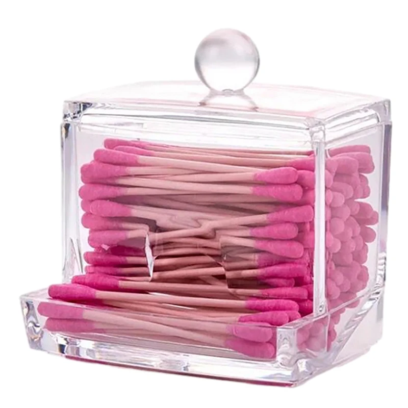 Acrylic Cotton Swabs Storage Holder Box Portable Transparent Makeup Cotton Pad Cosmetic Container Jewelry Organizer Case