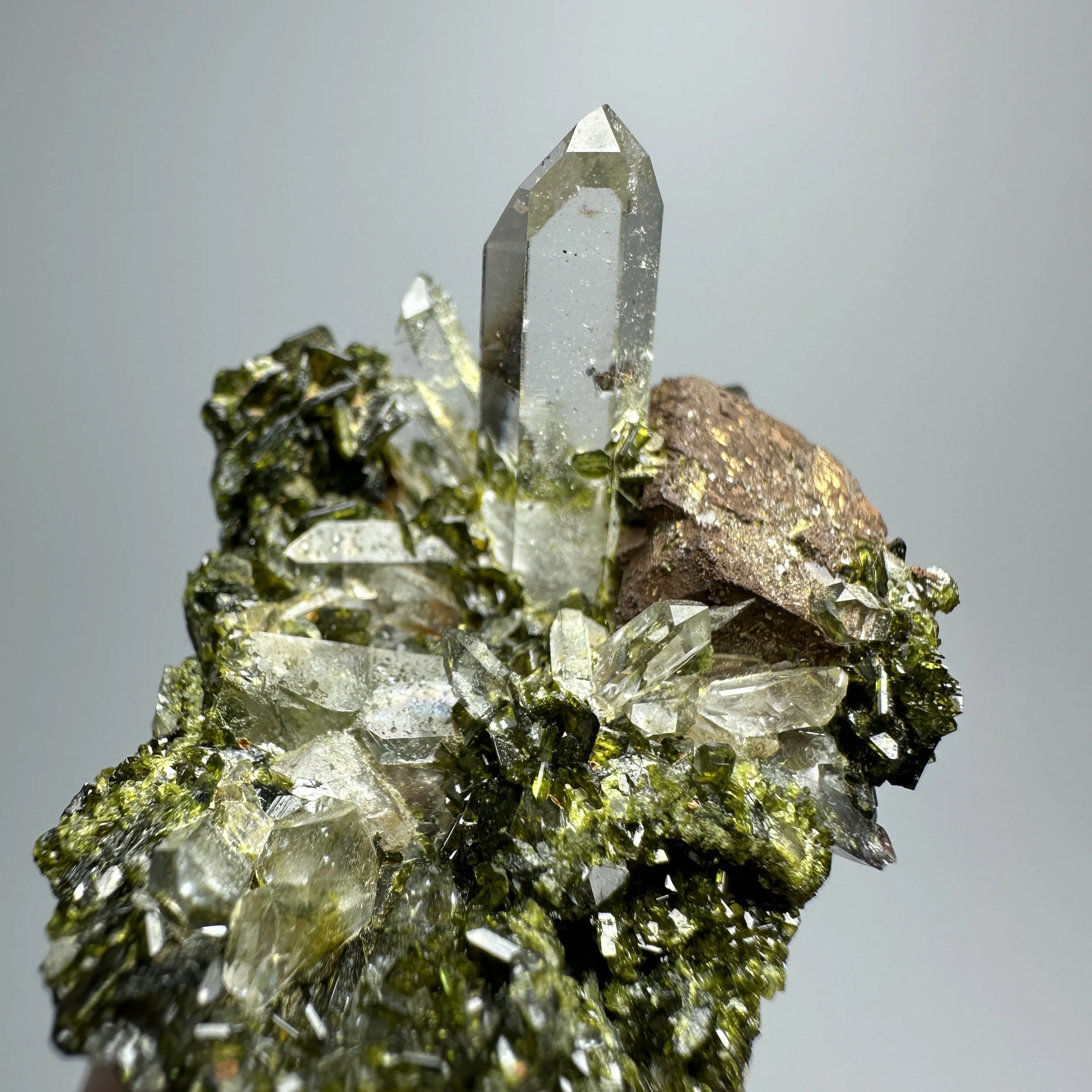 

Natural Raw Garden Crystal Crystal and Epidote symbiotic mineral specimens + healing quartz crystals and stones rock gemstone