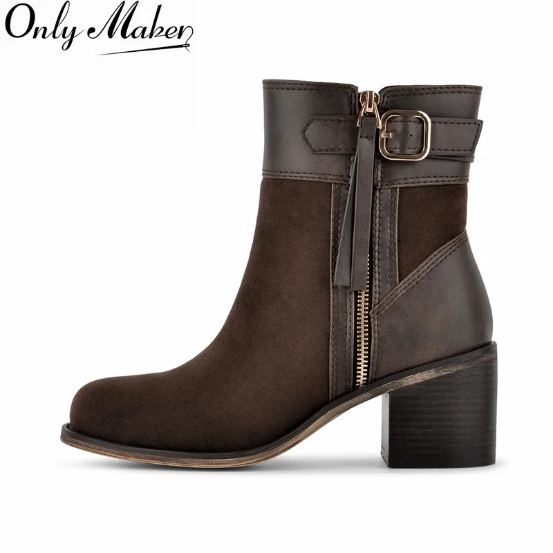 onlymaker-–-bottines-en-faux-daim-marron-pour-femmes-bout-rond-patchwork-sangle-a-boucle-fermeture-eclair-laterale-talon-bloc-vintage-bottines-retro-pour-tous-les-jours
