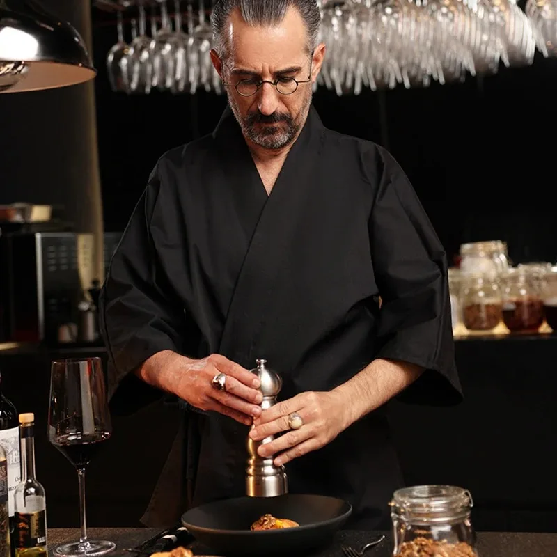 Chaqueta tipo kimono de Chef japonés, uniforme de Chef de restaurante de Sushi Izakaya, ropa de Chef de cocina coreana, Tops de cocina de camarero