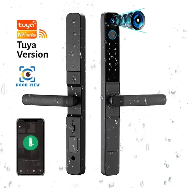 Appartement de sécurité hôtel maison numérique Tuya Smart WiFi APP télécommande serrure de porte à empreinte digitale avec caméra