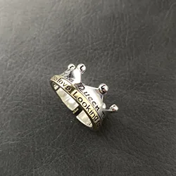 Retro Crown Ring For Men Women Two Color Punk Gothic Adjustable Open Ring Handmade Designer Jewelry Unisex Accessories Love Gift