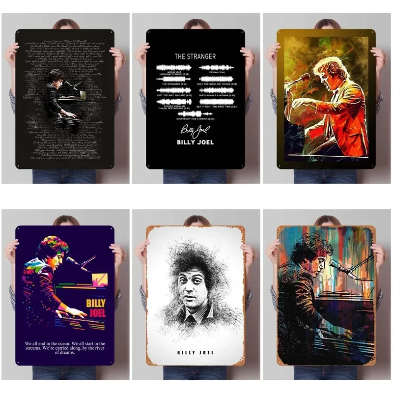 Металлические вывески B-Billy Joel, плакаты с рок-музыкой, украшение для комнаты геймера, мужская винтажная жестяная вывеска для настенного художественного украшения, кофе-бара