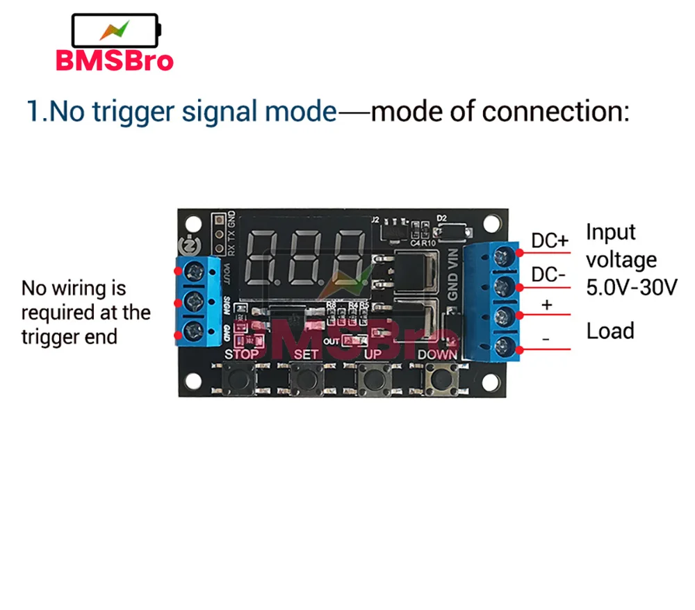 DC 5V-30V MOS Trigger Cycle Timer Delay Board Module Turn On/Off Relay Module with LED Digital Tube Display 0.1~999 min