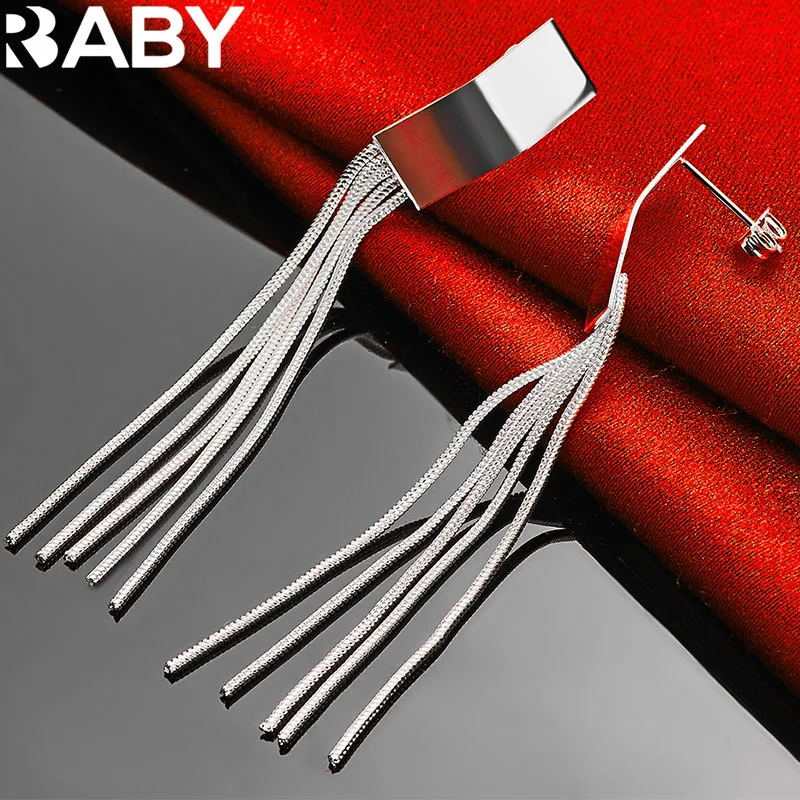 女性のためのスターリングシルバーのタッセルイヤリング,イヤリング,ペンダント,結婚披露宴のアクセサリー,URBABY-925