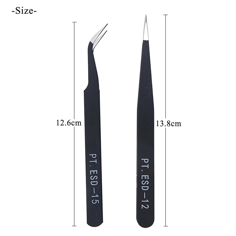 Excellent Quality Tweezers Bend+Straight New Stainless Steel Industrial Anti-static Cross Tweezers Eyelash Tweezers