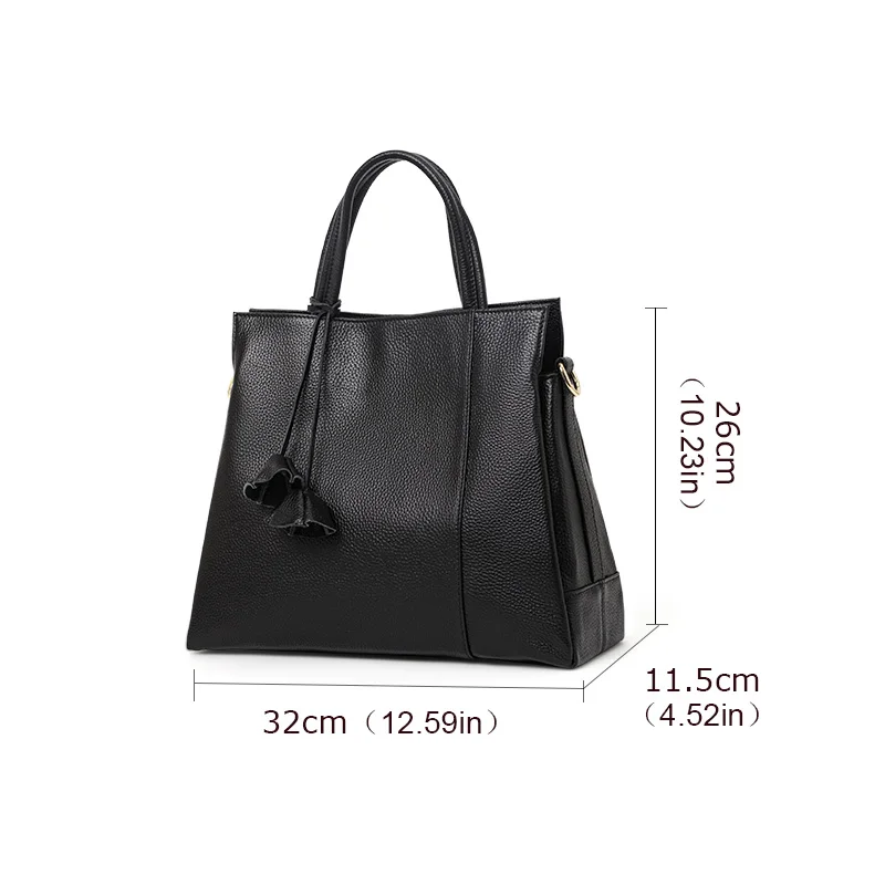 Aidrani Simple solid color women\'s handbag, large capacity, made of 100% soft cowhide