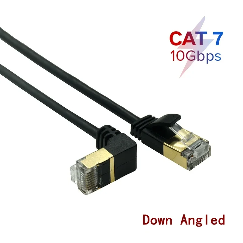 Cat6a RJ45 90 Degree Angle Ethernet Cable 3.8mm Slim Patch Cord Lan Cable UTP RJ 45 for Patch Panel to Switch Flexiable