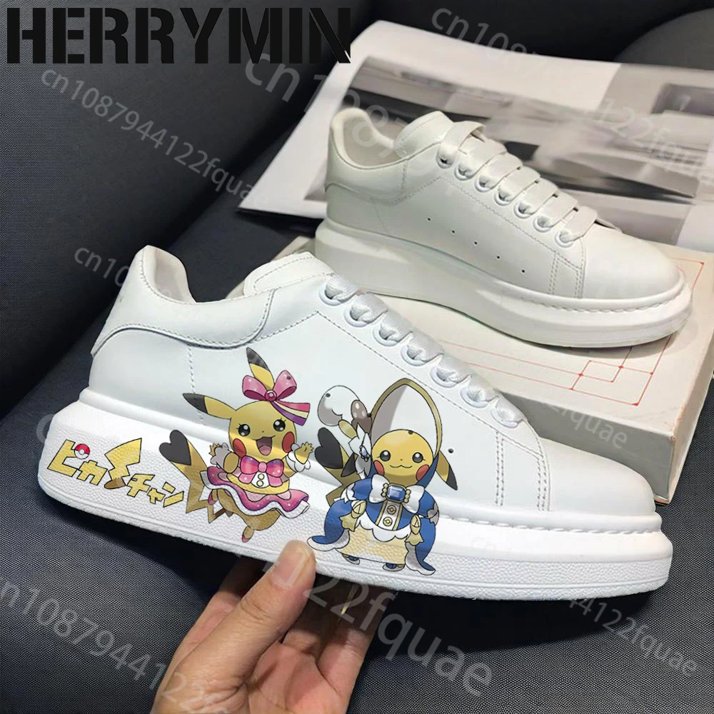

Женская и мужская повседневная обувь Pokemon COUPLE, мужская обувь на платформе для скейтбординга для мальчиков и девочек, модная повседневная обувь, кроссовки с граффити