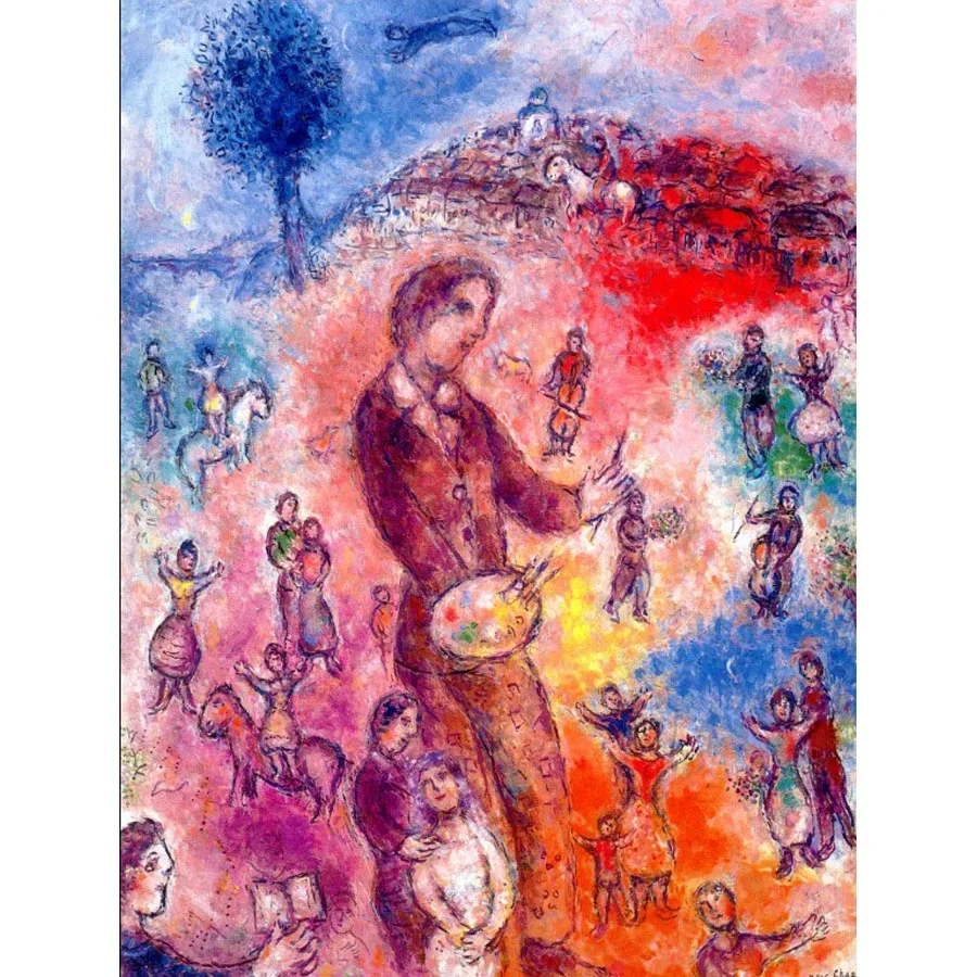 Artist at a Festival by Marc Chagall,World famous oil painting replica,Hand painted oil painting,wall decoration picture