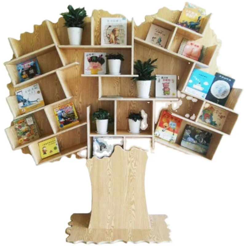 

Kindergarten School Wisdom Tree Bookshelf Floor Shelf Library Reading Area Bookcase Store Cabinet