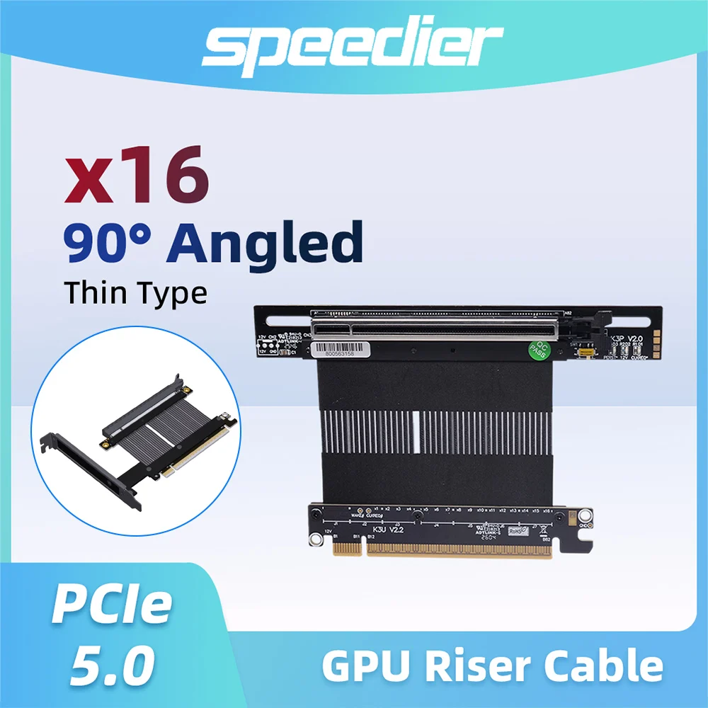 ADT-Link PCIe 5.0 X16 GPU Extension Riser Cable 90° 180 90 Degree GEN5 512Gbps High Speed Soft for NVIDIA RTX50 AMD RX90 GPU