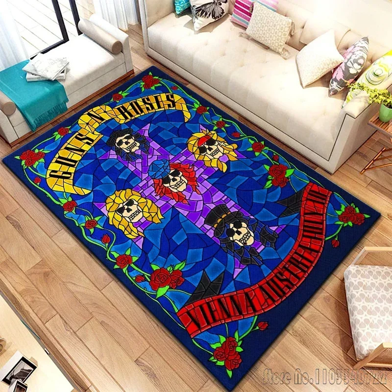 Guns N Roses Hard Rock Band Cartoon Rug Carpets 120x160cm Decor for Living Room Children's Bedroom Sofa Bathroom Kids Floor Mat