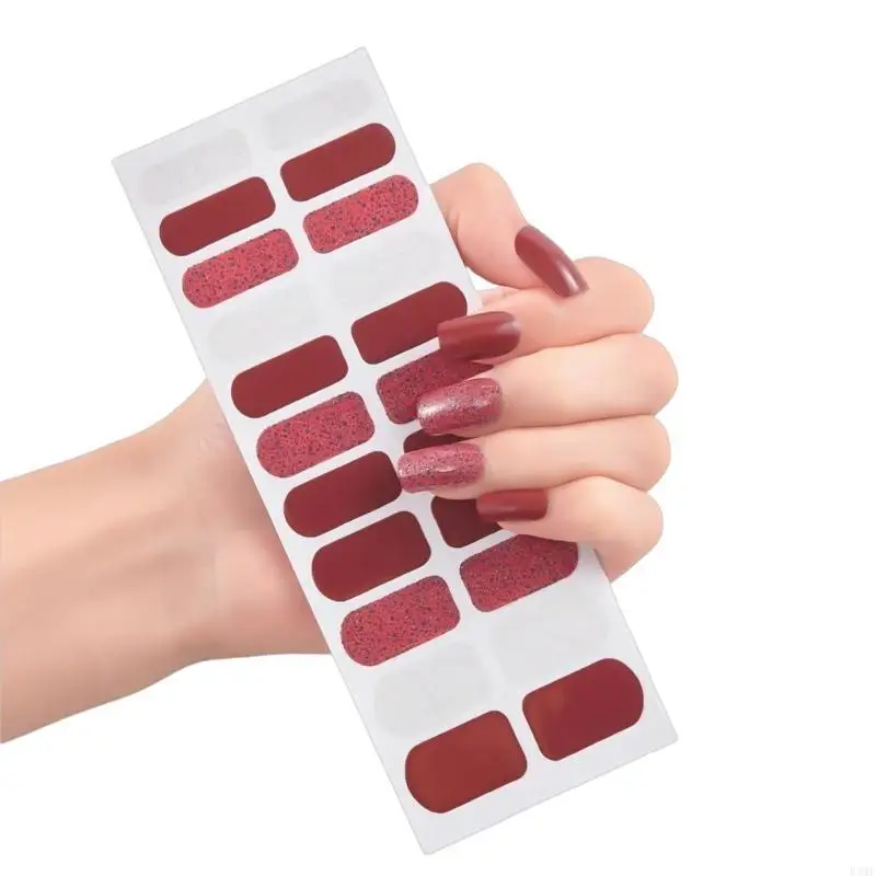 

R3MF Semi Cured Gels Nails Polish Strips Adhesive Full Wrap Gels Nails Art Stickers