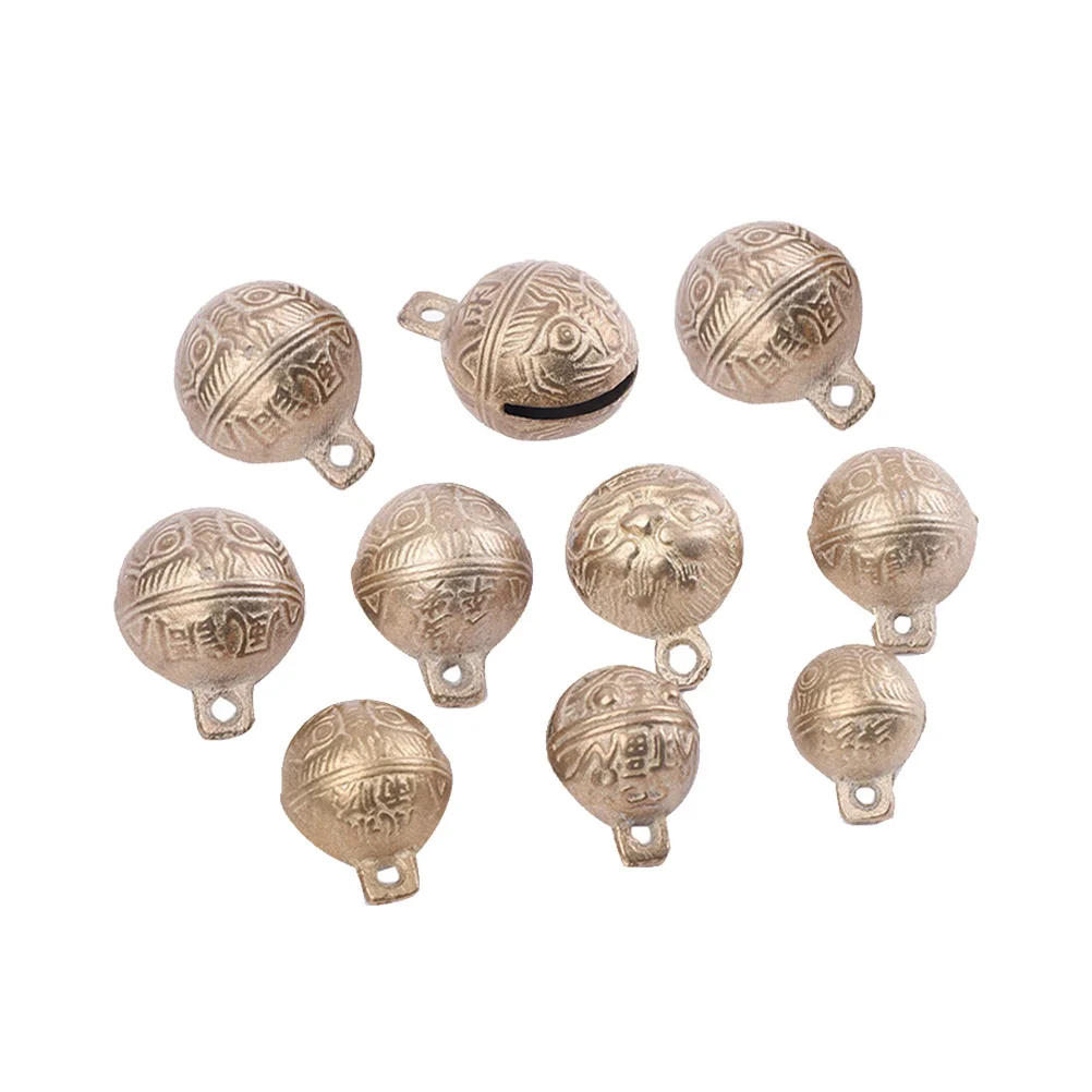 

10Pcs Tiger Head Pattern Jingle Bells Accessories 31mm Vintage Bronze Small Bells for DIY Wind Chime Jewelry Crafts