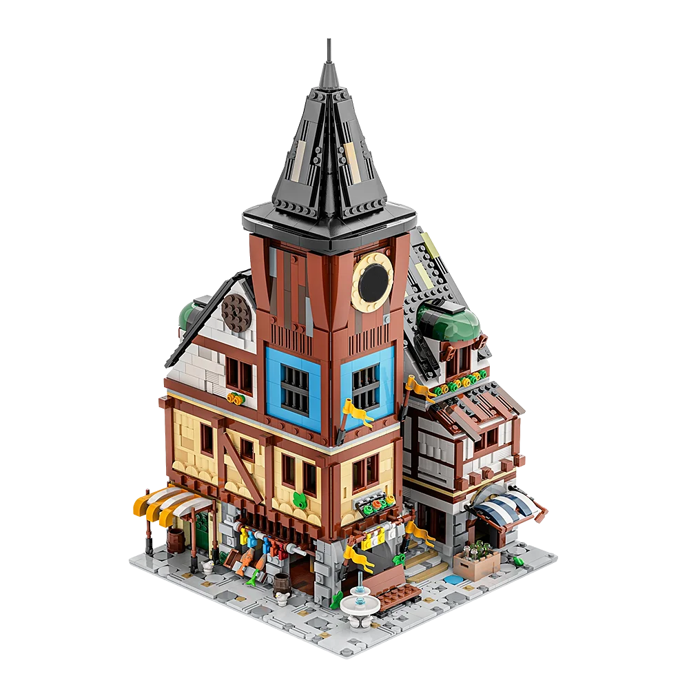 

Gobricks MOC Market Module Medieval Market Model Building Blocks Night Market Shop Medieval Architecture Bricks Toy Kids Gift