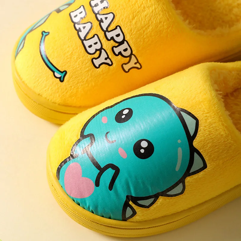 Winter Kids Shoes Cartoon Dinosaur Cute Slippers Warm Non-slip Girl Home Indoors Slippers Boy Baby Children Cotton Baby Shoes