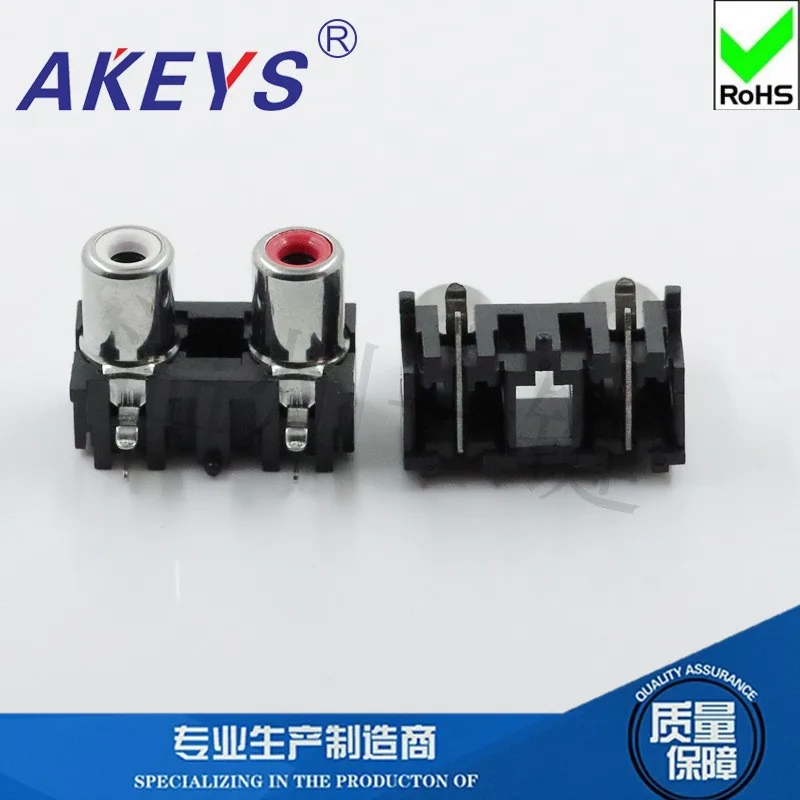 10pcs AV2-8.4-45 audio accessories AV2 hole 4-pin horizontal pin RCA seat PCB welding type audio and video seat