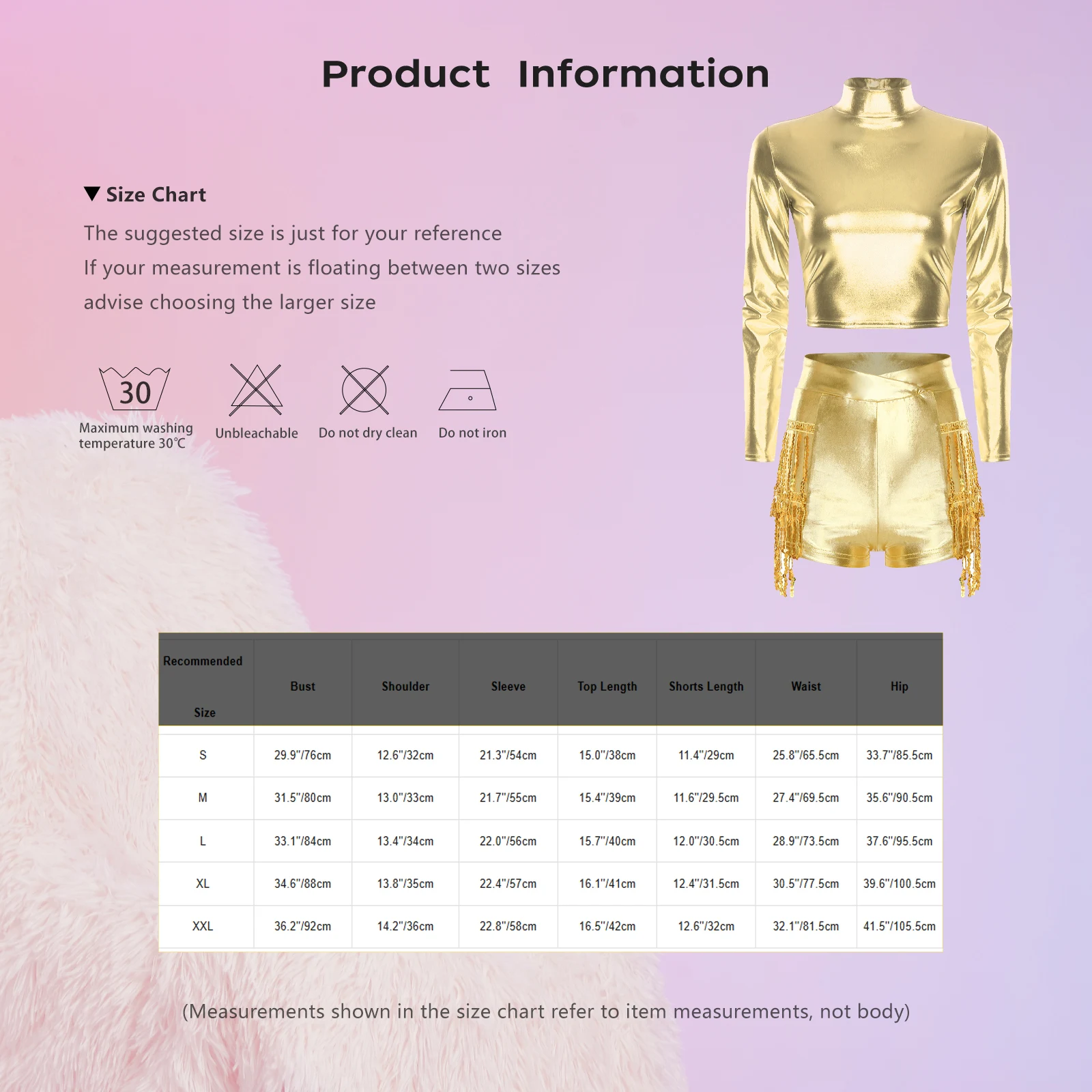 Metallisch glänzende lateinamerikanische Jazz-Tanz-Outfits für Damen, Performance-Kostüm, langärmliges Crop-Top und gestufte Pailletten-Quastenshorts