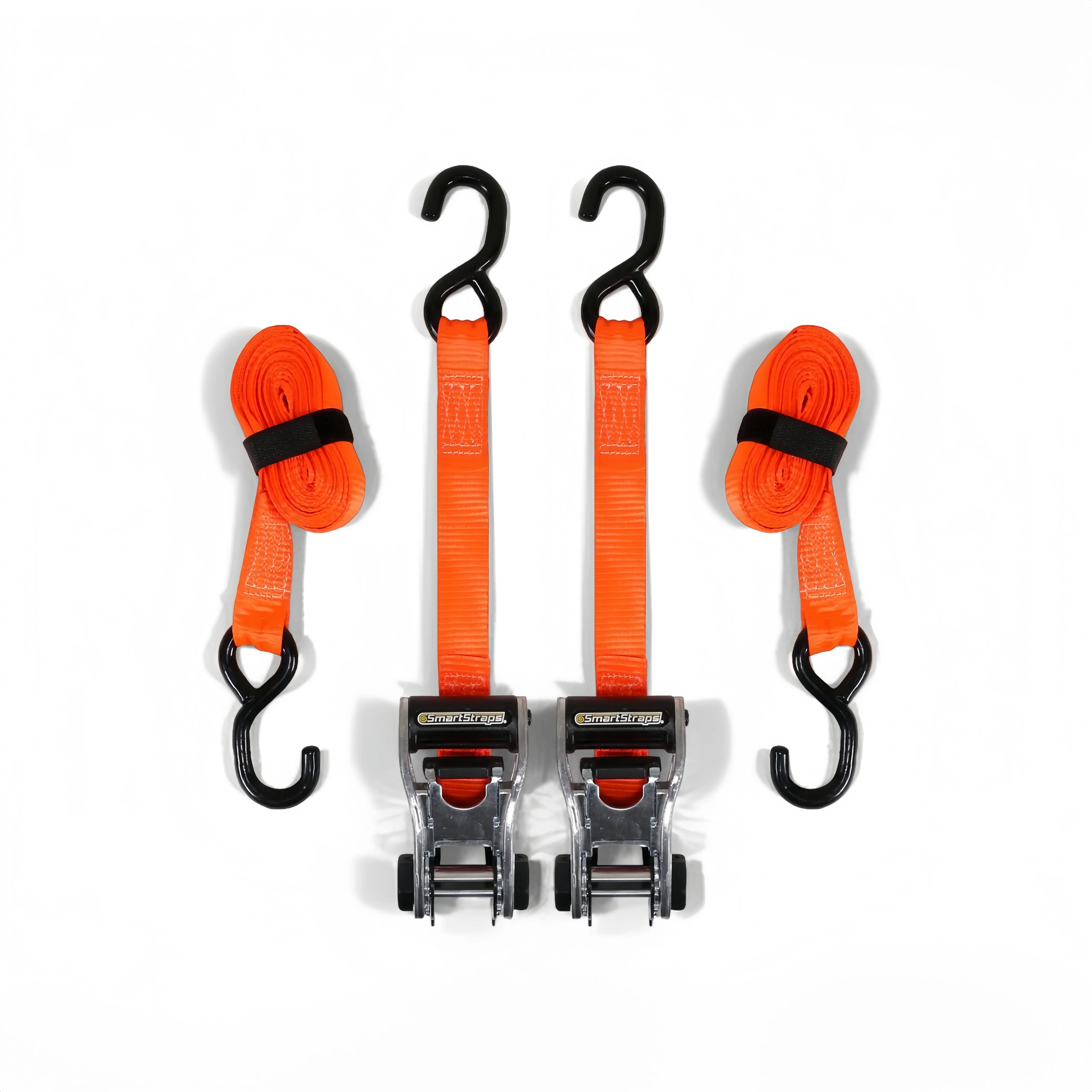 

2 упаковки сверхмощных ремней с храповым механизмом 1-1/4x14 футов оранжевого цвета, безопасная рабочая нагрузка 1000 фунтов, для крепления грузовых автомобилей и мотоциклов