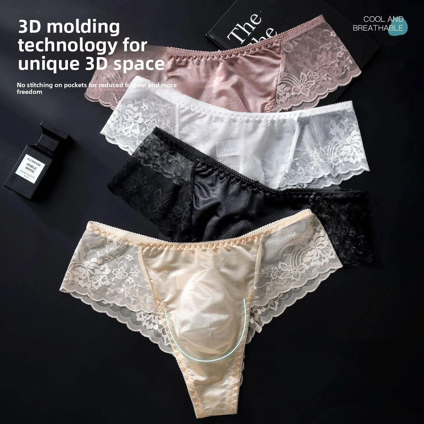 New Low Waist Men's  Panties Breathable Ultra Thin Elastic Lace Molded Comfortable Sportswear Casual Clothing