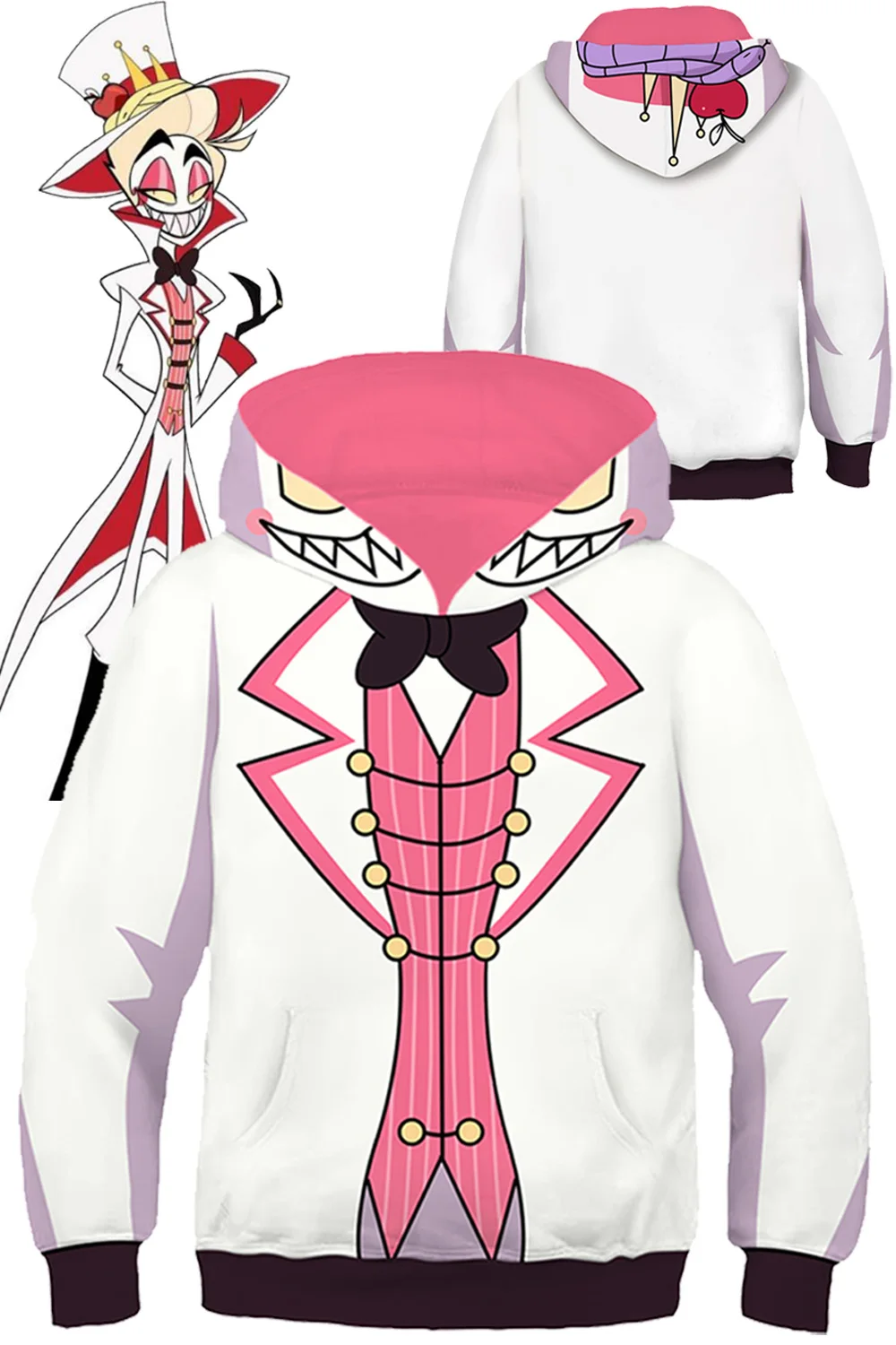 Disfraz de Lucifer para niños y niñas, juego de rol, sudaderas con capucha de Anime, disfraz de Hotel de dibujos animados, ropa de fiesta