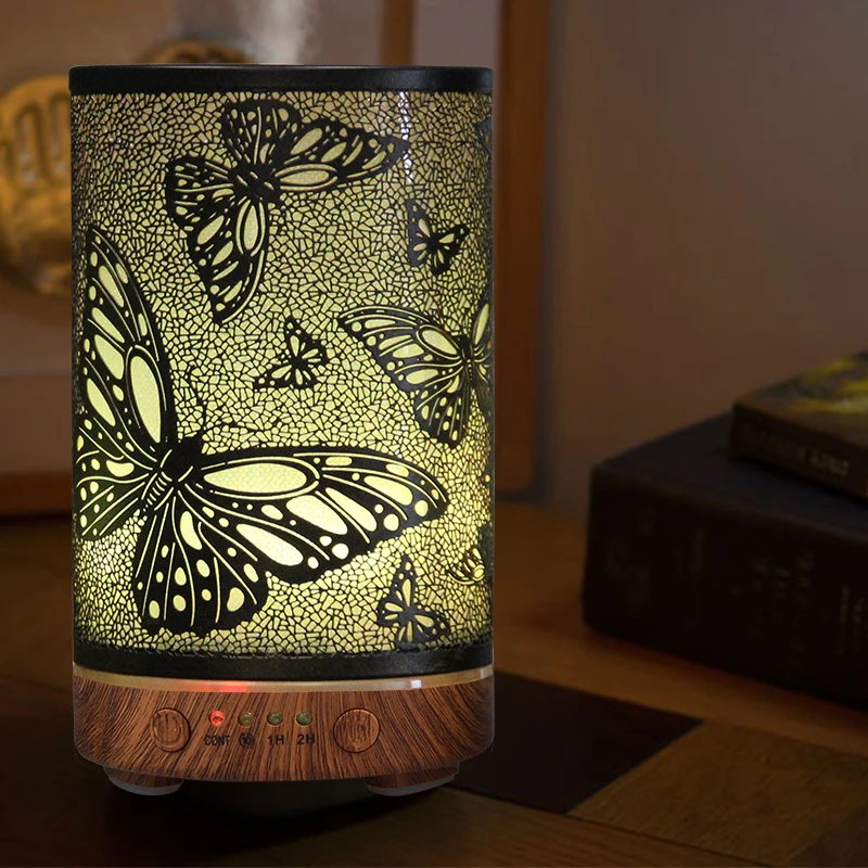 Home Essential Oil Diffuser 100ml Timing Function Scent Diffuser Hollow Butterfly Ultrasonic Air Humidifier with LED Lights