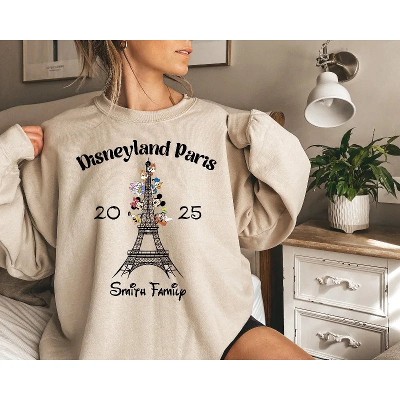 ديزني برج ايفل ميكي وميني المرأة هوديس الخريف والشتاء جديد الرجال والنساء موضة ملابس الشارع عادية