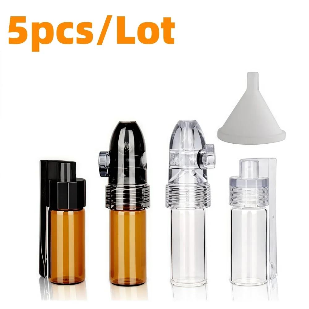 4 Pcs Glass Spice Jars with Funnel, Portable Spice Containers for Kitchen Salt Pepper Sugar, Travel Organizer Storage Bottle Set