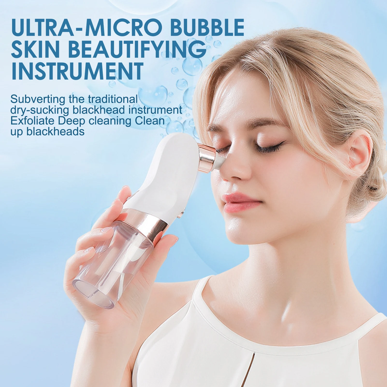 Extracteur de points noirs et d'imperfections, Cycle d'eau, aspirateur de pores avec 3 puissances d'aspiration, 6 sondes pour points blancs, peau morte, acné