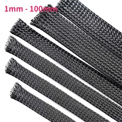 1 Meter 1mm to 100mm Black PET Insulated Braid Sleeving Wire Cable Protection Expandable Cable Sleeve Wire Gland
