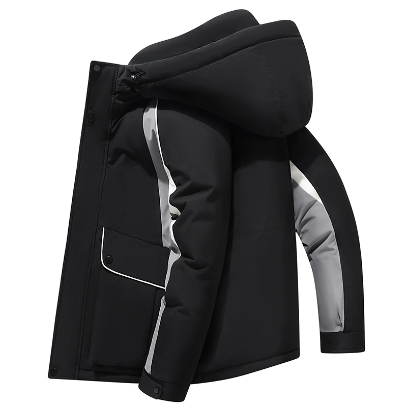 

Зимняя утепленная куртка-пуховик с капюшоном, защита от холода, для активного отдыха, молодежная, простой дизайн, для пар, модная, из полиэстера.