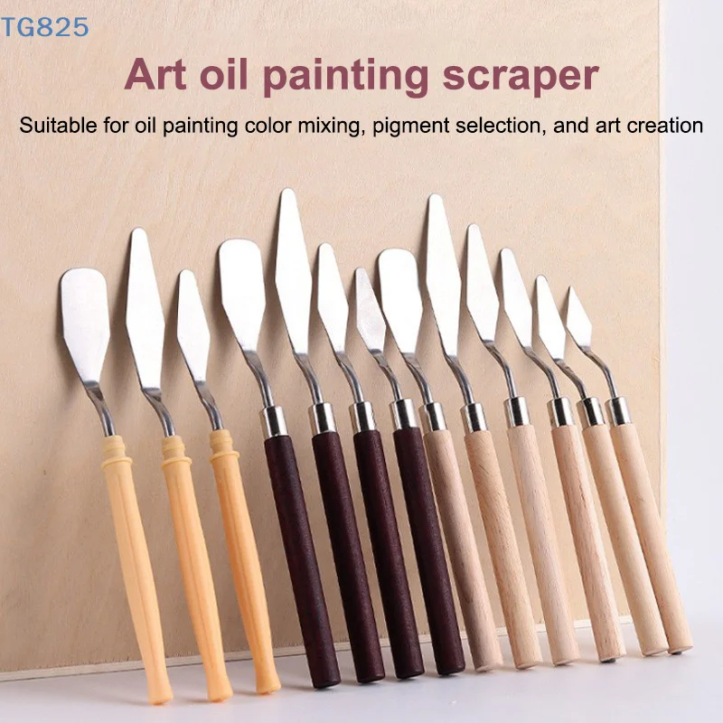【AN】7Pcs/Set Stainless Steel Oil Painting Knives Artist Crafts Spatula Palette Knife Oil Painting Mixing Knife Scraper Art Tools