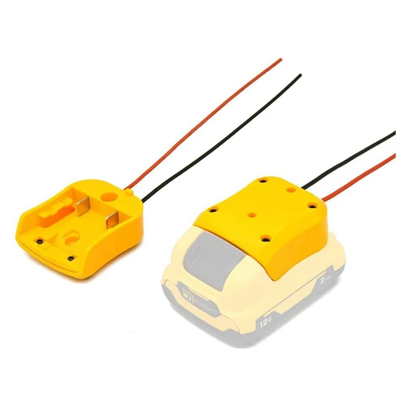 

2X DW12V Battery Adapter For Dewalt 10.8V-12V Li-Ion Battery Power Wheel Adaptor Dock Holder With 14 Awg Wires,Yellow