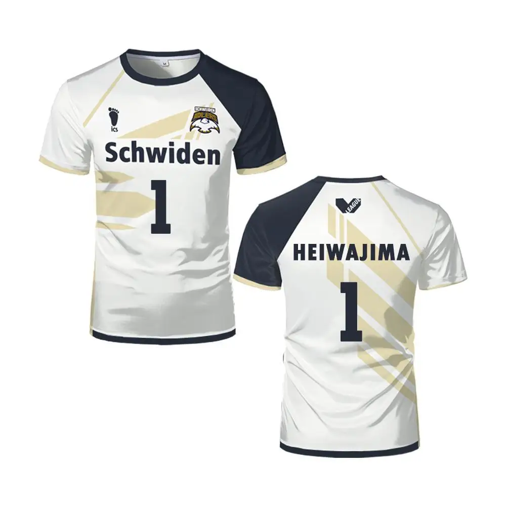 Haikyuu Schweiden Adlers Anime T-shirt Unisex Fashion Round Neck Short Sleeve Tops Youth Stadium Sports Casual Volleyball Jersey