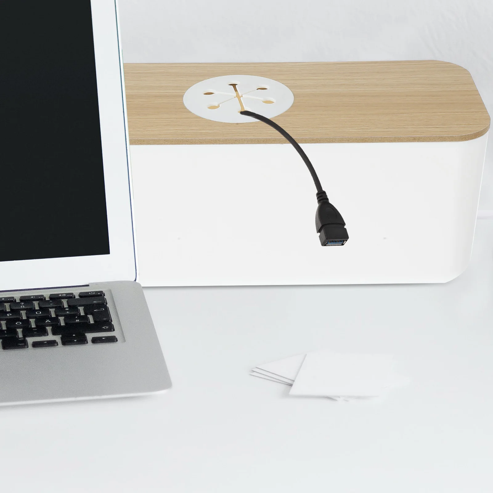 

Power Cord Hiding Socket Cable Box White Small ABS Electric Wire Management Phone Charging Desk ganizer Computer