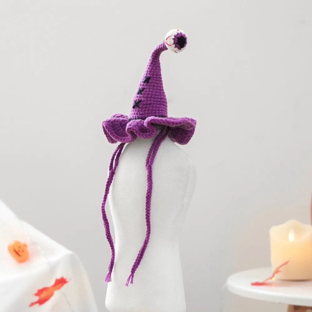 내구성 있고 통기성 좋은 할로윈 강아지 모자 호박 유령 직조 애완동물 마법사 모자 만화 미니 할로윈 고양이 헤드기어 코스프레