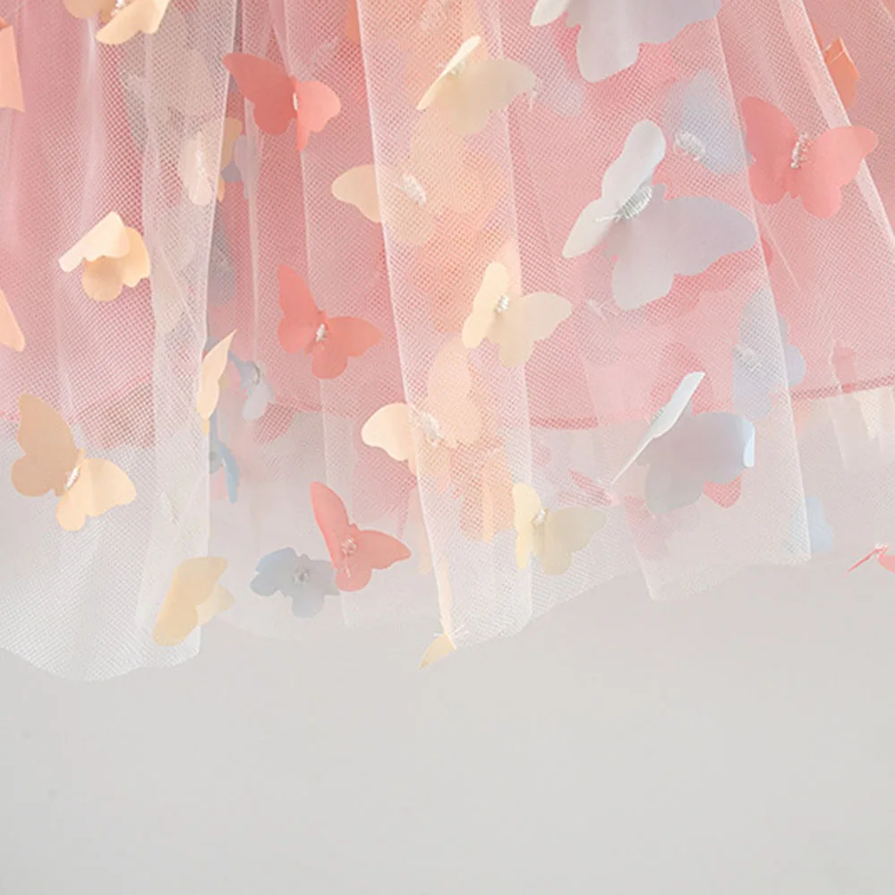 Vestido esponjoso de malla con alas de mariposa para niña, vestido esponjoso dulce, decoración de fiesta de cumpleaños, verano, nuevo