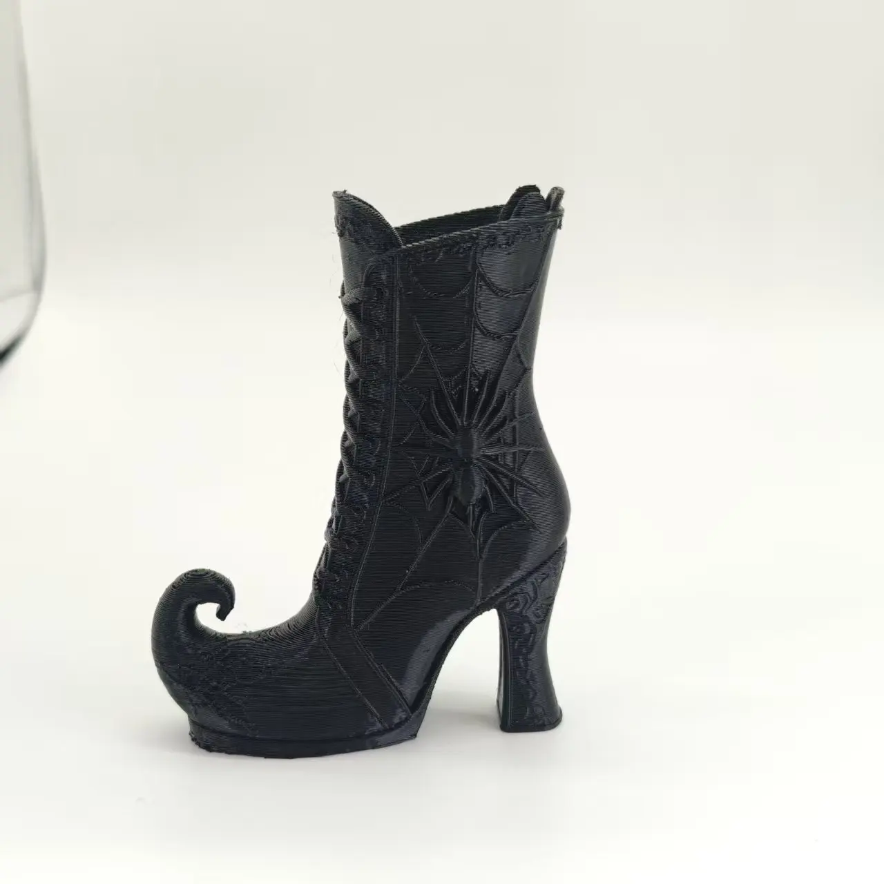 3D Printed Gothic Witch Boot Pen Holder With Spider Web, Desk Organizer Halloween Makeup Brush Storage Gift