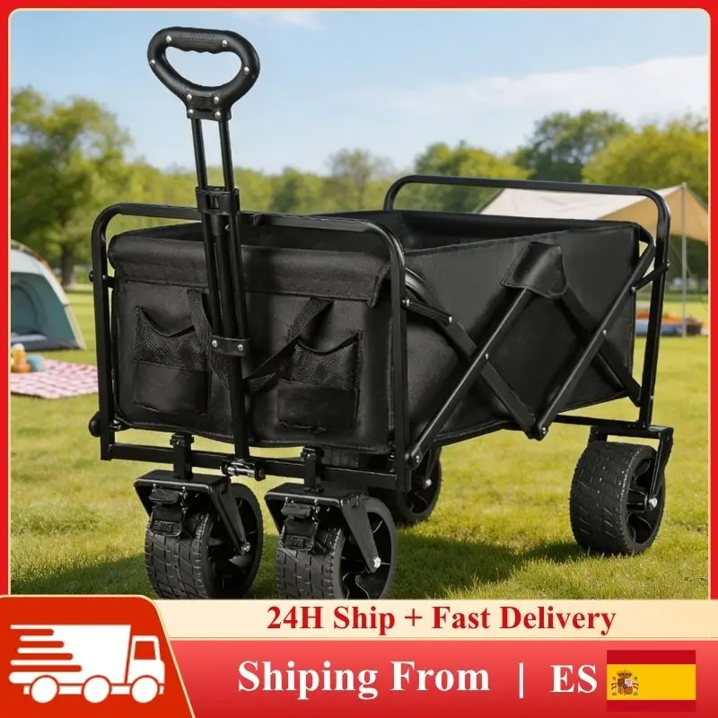 Vagoneta Plegable de Gran Capacidad, Resistente, para Camping, Playa, Compras y Jardín, con Tela Oxford 600D