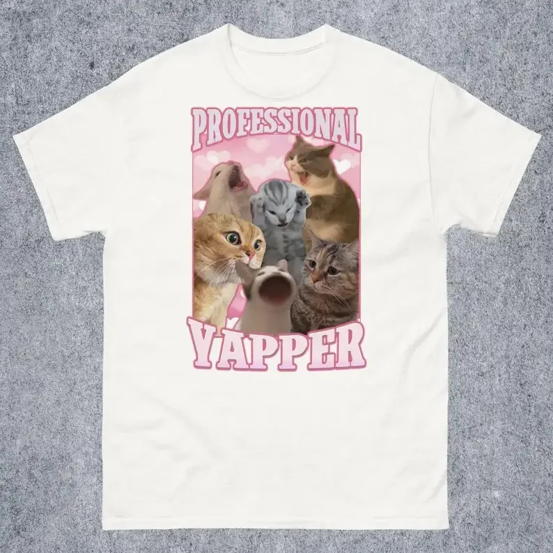 Professional Yapper Funny Cat Meme 티셔츠, 그녀를 위한 선물, Goofy Ahh Tshirt, Yapanese 능숙, Ironic Cats Shirt