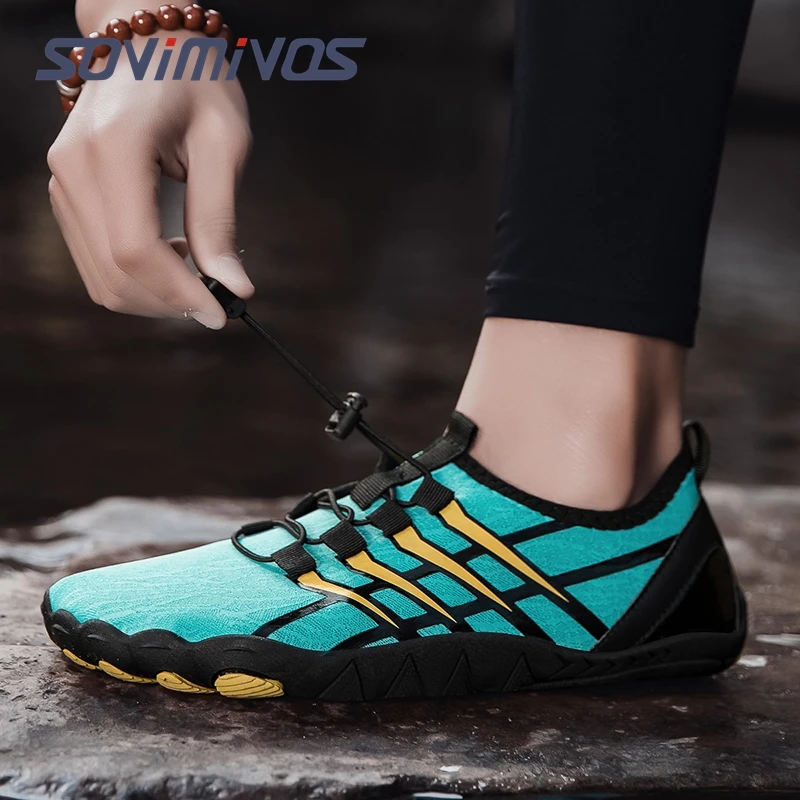 メンズメッシュ通気性ウォーターシューズビーチ滑り止めアウトドアスポーツ裸足スニーカーハイキング釣りウェーディングシューズスニーカー