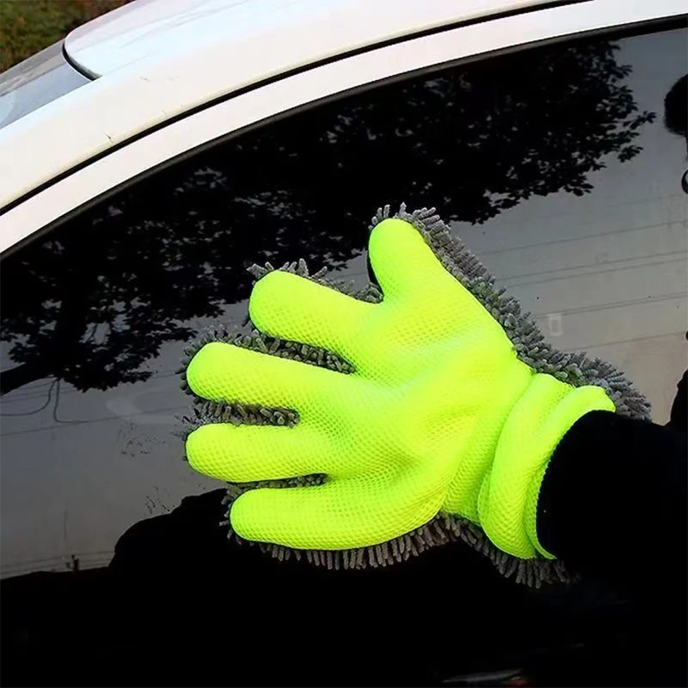 Chenille Car Wash Gloves Microfiber Wipe Car Gloves Scratch Free Car Wash Cleaning Coral Velvet Double-Sided Cleaning Tool
